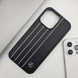 iPhone 16 Series Mercedes Stipe Pattern PU Leather Case Cover