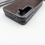 Samsung Galaxy S24 Centre Stitched Leather Case Inside Velvet