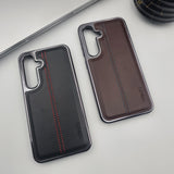 Samsung Galaxy S24 Centre Stitched Leather Case Inside Velvet