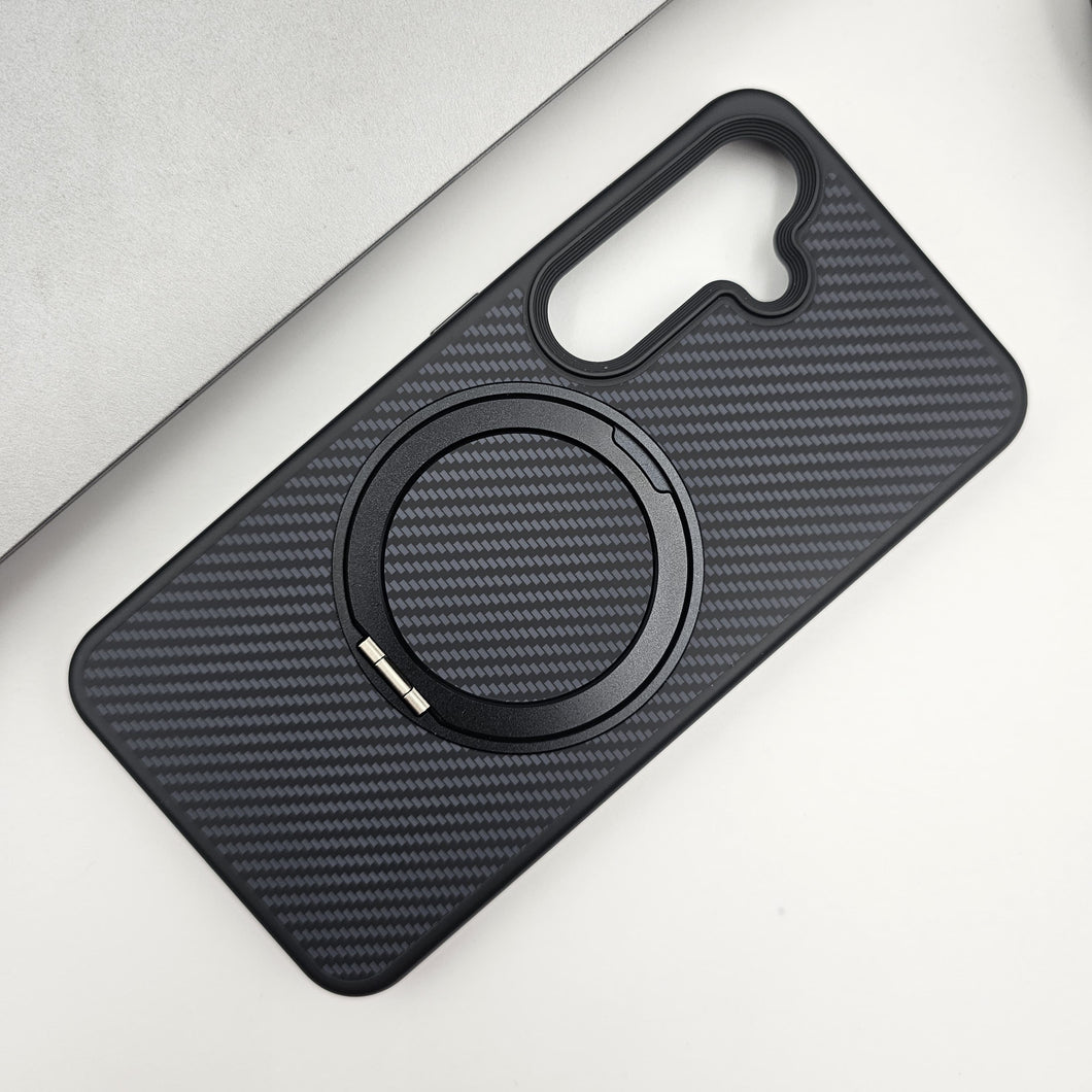 Samsung Galaxy S24 Carbon Fibre With Magnetic Magsafe Ring Stand Case