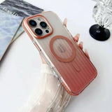 iPhone 16 Series Stripe Texture Hard PC Clear Magsafe Case