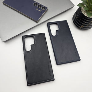 Samsung Galaxy S24 Ultra Minimalistic Stitch Leather Case Inside Velvet