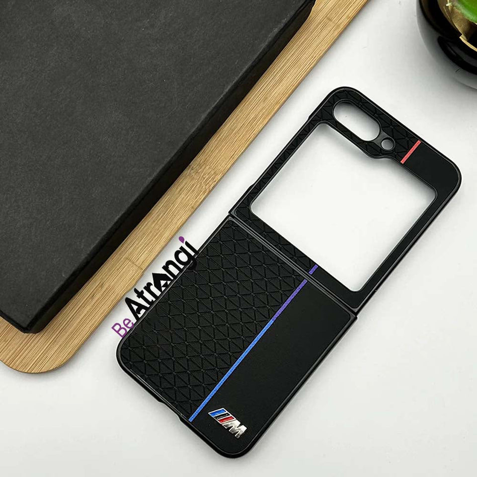 Samsung Galaxy Z Flip 5 BMW  Sports Car Logo Dual Shade Design Black Case