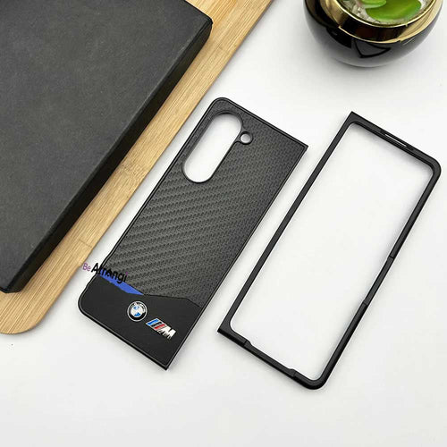 Samsung Galaxy Z Fold 5 BMW Sports Car Logo Carbon Fiber Design Cover