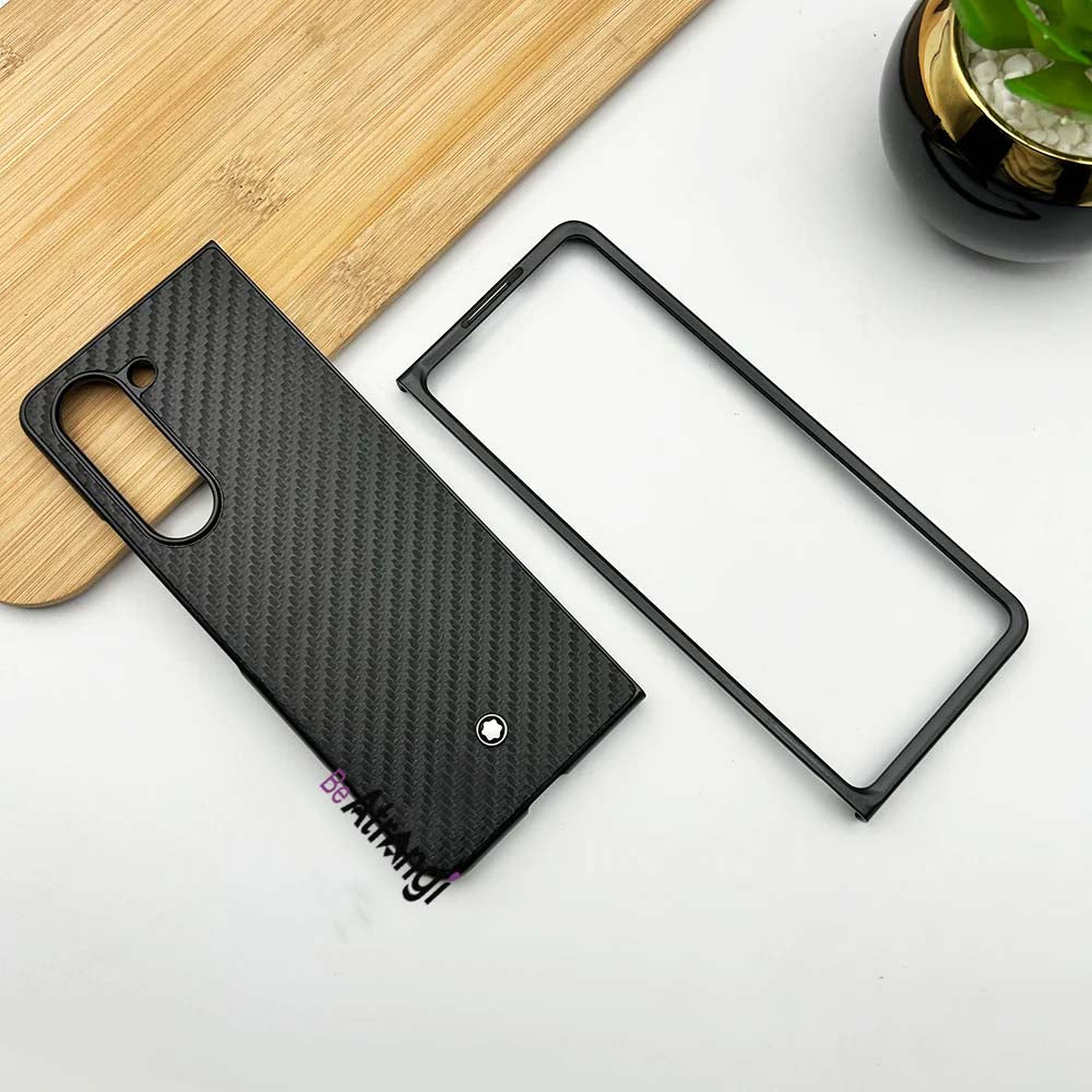 Samsung Galaxy Z Fold 5 PU Leather Carbon Fiber Texture Case