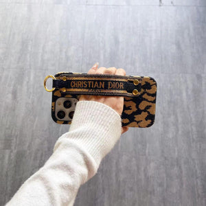Luxury CD Brand Leopard Print iPhone Cover Grip Case