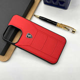 iPhone 15 Series Ferrari Sports Car Leather Stitched Case