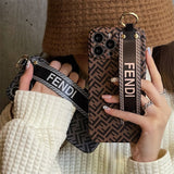 iPhone Luxury Brand FD Strap Holder Case Cover Brown