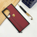 Samsung S23 Ultra Ferrari Stripe Leather Case Maroon