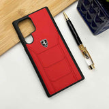 Samsung S23 Ultra Ferrari Sports Car Logo Side Stitch Leather Cover Red