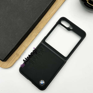 Samsung Galaxy Z Flip 5 BMW Car Logo PU Leather Shockproof Case Cover