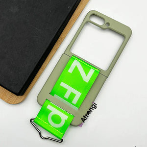 Samsung Galaxy Z Flip 5 Liquid Silicone Wristband Strap Dusky Green Case