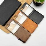 Samsung Galaxy Z Flip 5 PU Leather Chrome Plated With Front Screen Protector Cover