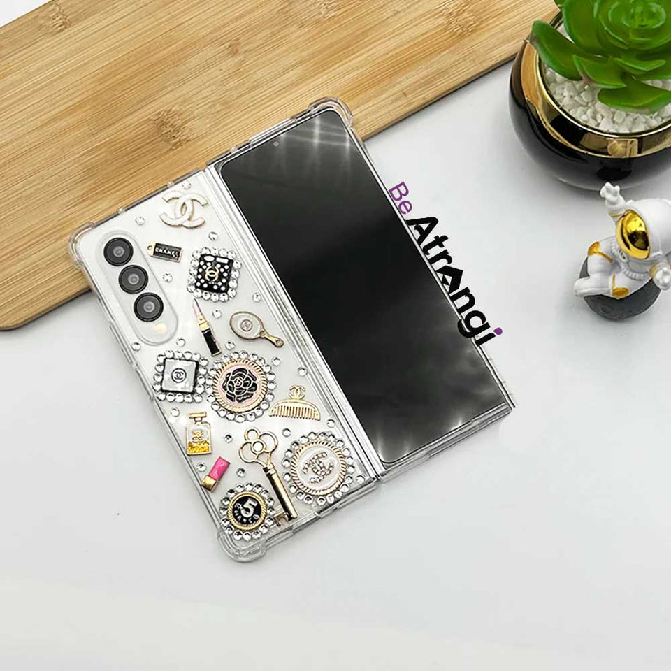 Samsung Galaxy Z Fold 3 CC Make Up Diamond TPU Transparent Case Cover