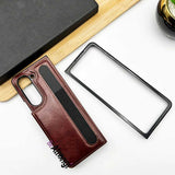 Samsung Galaxy Z Fold 5 Leather Protective Card Holder Case With S Pen Holder