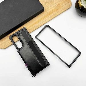 Samsung Galaxy Z Fold 5 Leather Protective Card Holder Case With S Pen Holder