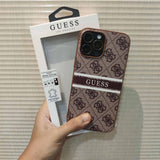 iPhone Luxury Brand Guess Leather Chrome Name Case