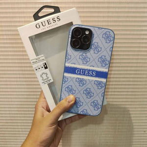 iPhone Luxury Brand Guess Leather Chrome Name Case