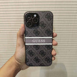 iPhone Luxury Brand Guess Leather Chrome Name Case