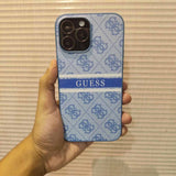 iPhone Luxury Brand Guess Leather Chrome Name Case