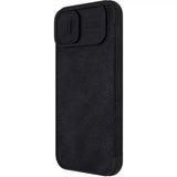 iPhone 13 Camera Protection QIN Leather Flip Case Black