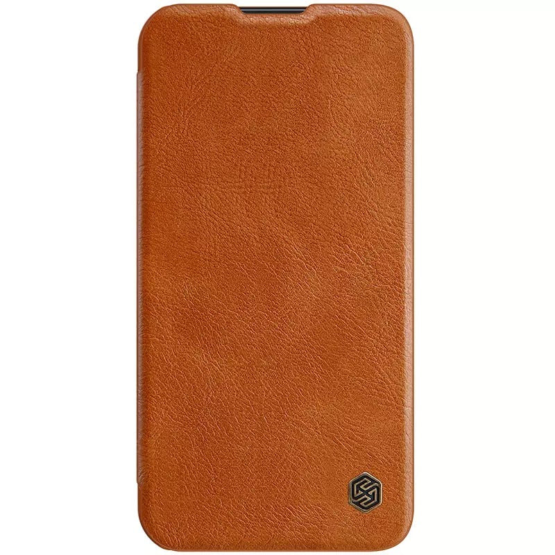 iPhone 14 Camera Protection QIN Leather Flip Case Brown