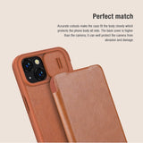 iPhone 14 Camera Protection QIN Leather Flip Case Brown