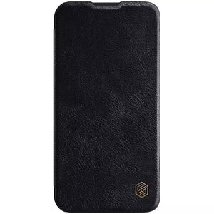 iPhone 14 Pro Max Camera Protection QIN Leather Flip Case Black