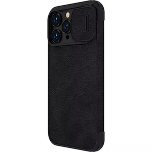 iPhone 14 Pro Max Camera Protection QIN Leather Flip Case Black