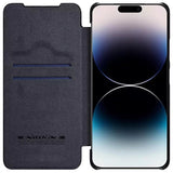 iPhone 14 Pro Max Camera Protection QIN Leather Flip Case Black