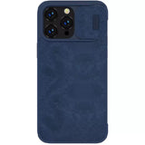 iPhone 14 Pro Camera Protection QIN Leather Flip Case Blue