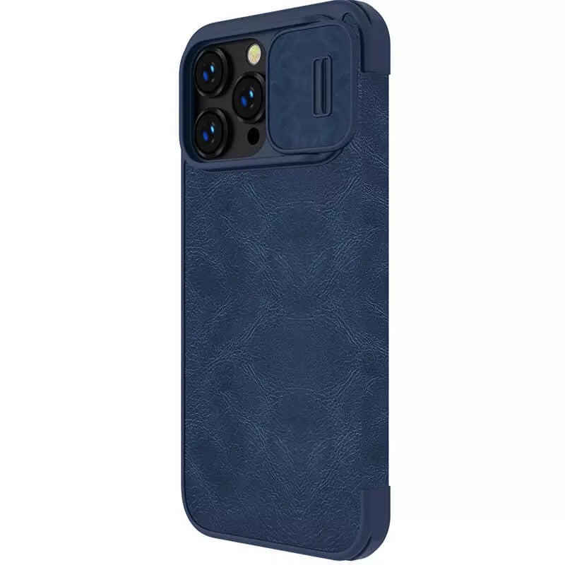 iPhone 14 Pro Max Camera Protection QIN Leather Flip Case Blue