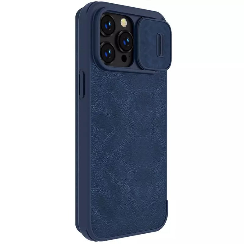 iPhone 14 Pro Max Camera Protection QIN Leather Flip Case Blue