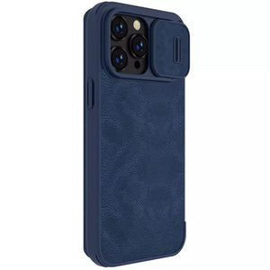 iPhone 14 Pro Camera Protection QIN Leather Flip Case Blue