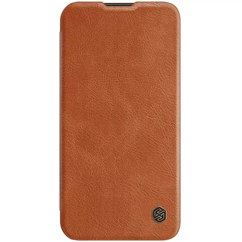 iPhone 14 Pro Max Camera Protection QIN Leather Flip Case Brown