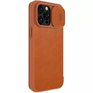 iPhone 13 Pro Max Camera Protection QIN Leather Flip Case Brown