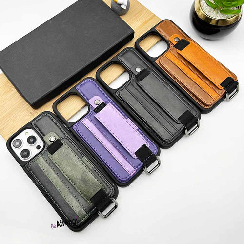 iPhone 15 Series Pu Leather Detachable Wallet Case Cover With Flexible Wrist Strap