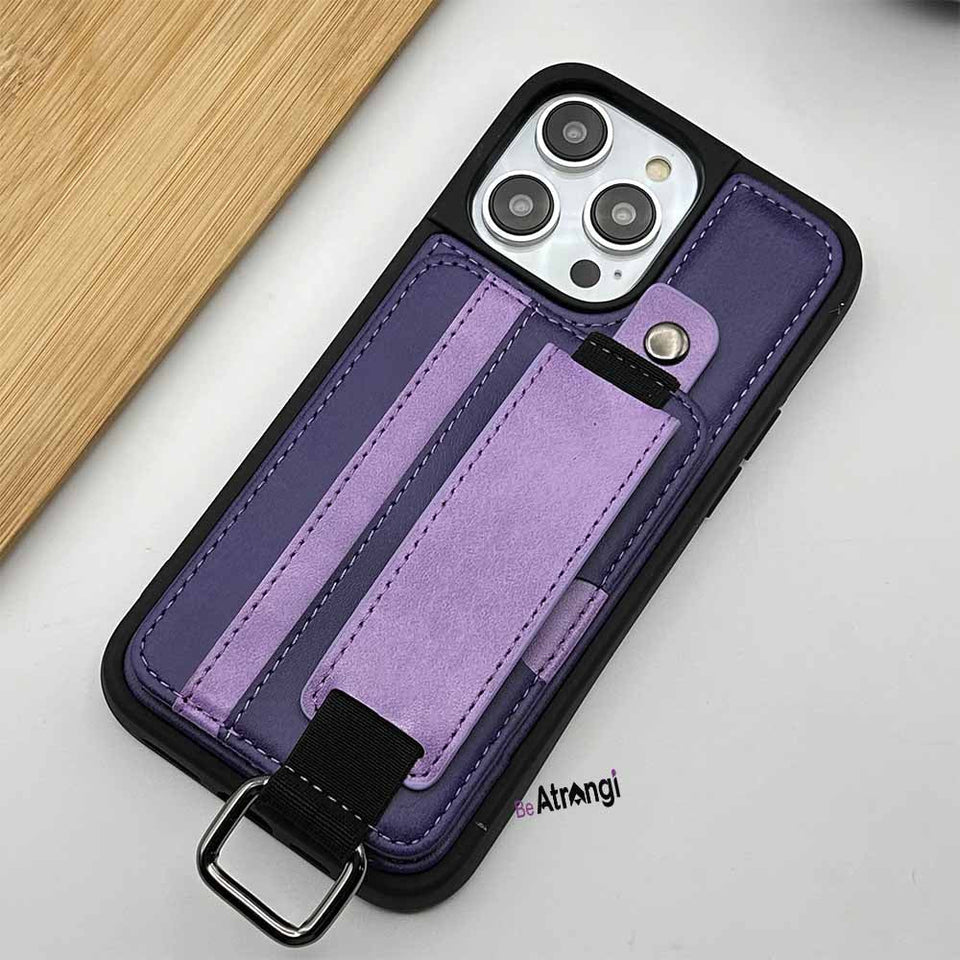 iPhone 15 Series Pu Leather Detachable Wallet Case Cover With Flexible Wrist Strap