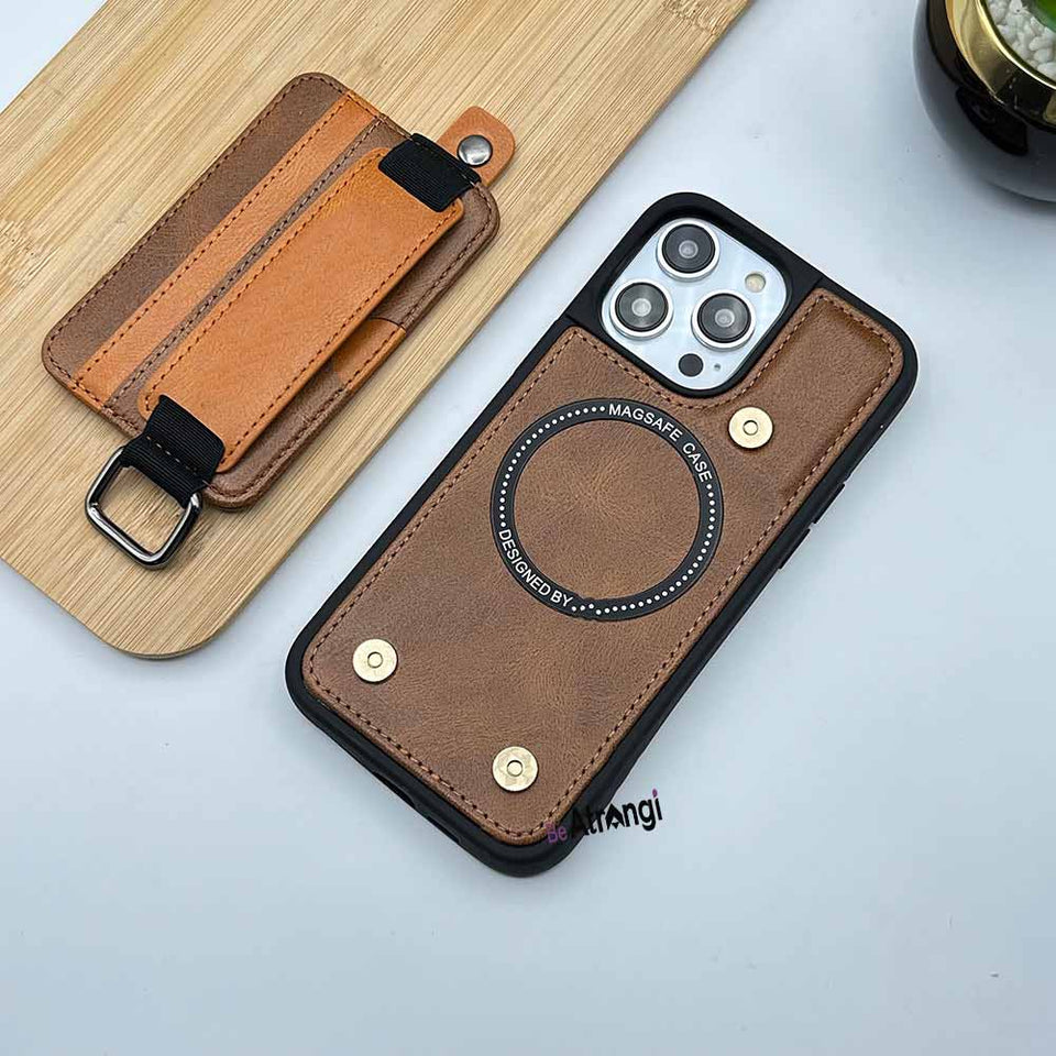 iPhone 15 Series Pu Leather Detachable Wallet Case Cover With Flexible Wrist Strap