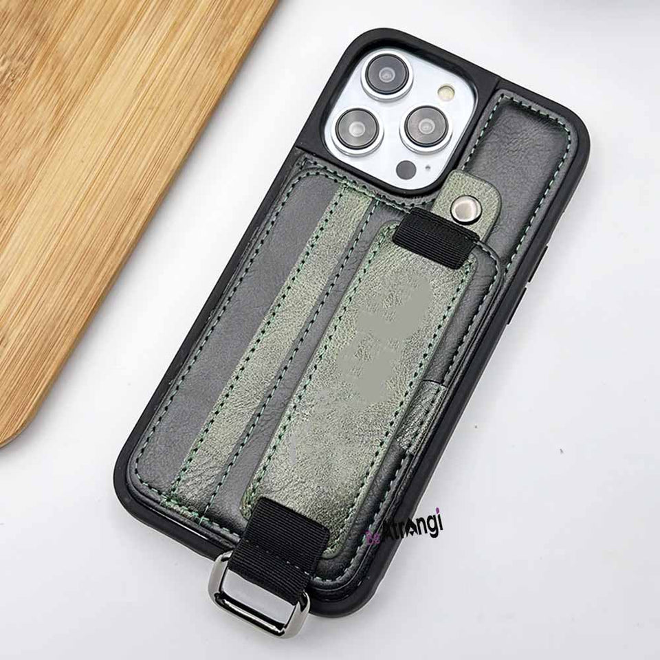 iPhone 15 Series Pu Leather Detachable Wallet Case Cover With Flexible Wrist Strap