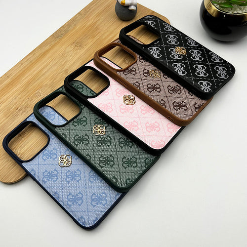 iPhone Luxury GS Fashion Leather Metal Logo Case