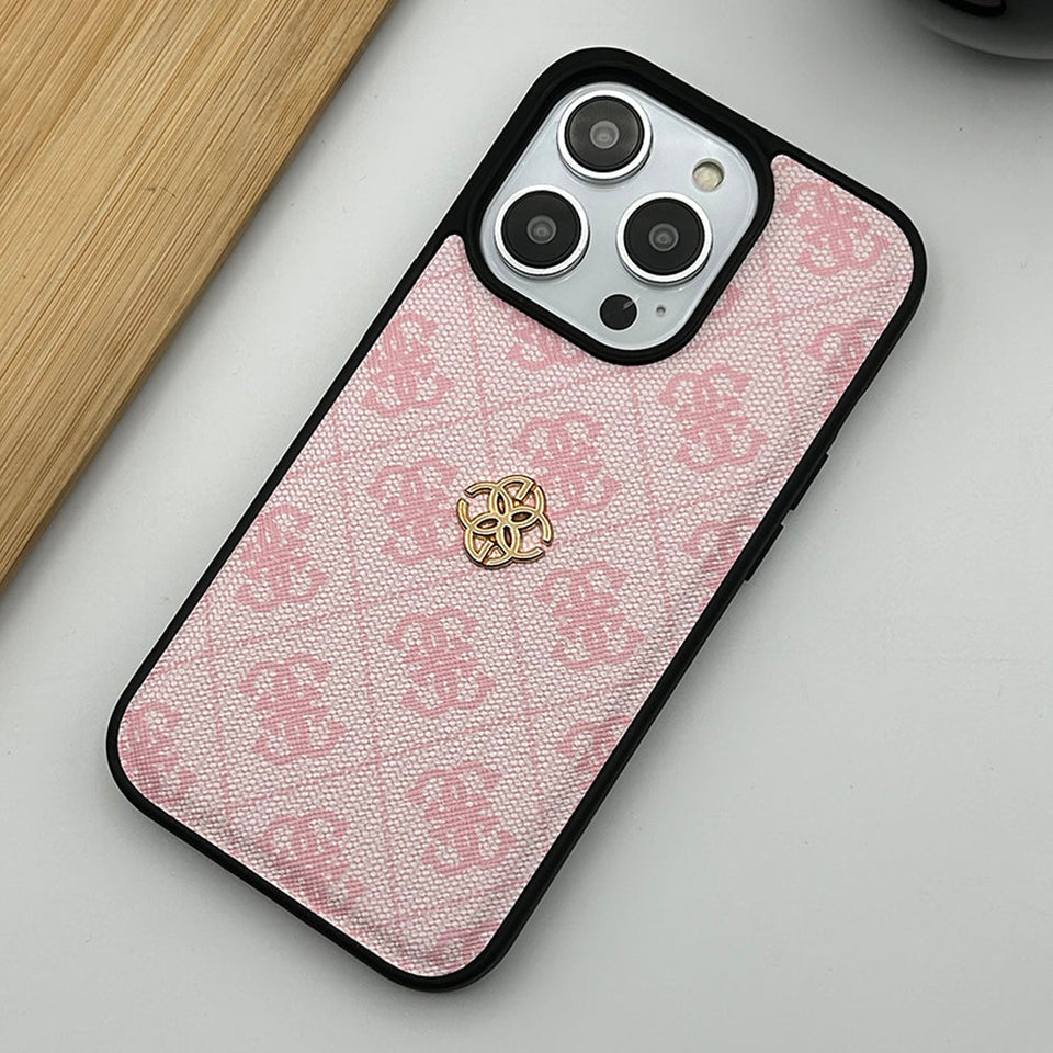 iPhone Luxury GS Fashion Leather Metal Logo Case