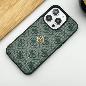 iPhone Luxury GS Fashion Leather Metal Logo Case