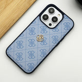 iPhone Luxury GS Fashion Leather Metal Logo Case