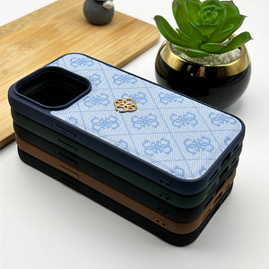 iPhone Luxury GS Fashion Leather Metal Logo Case