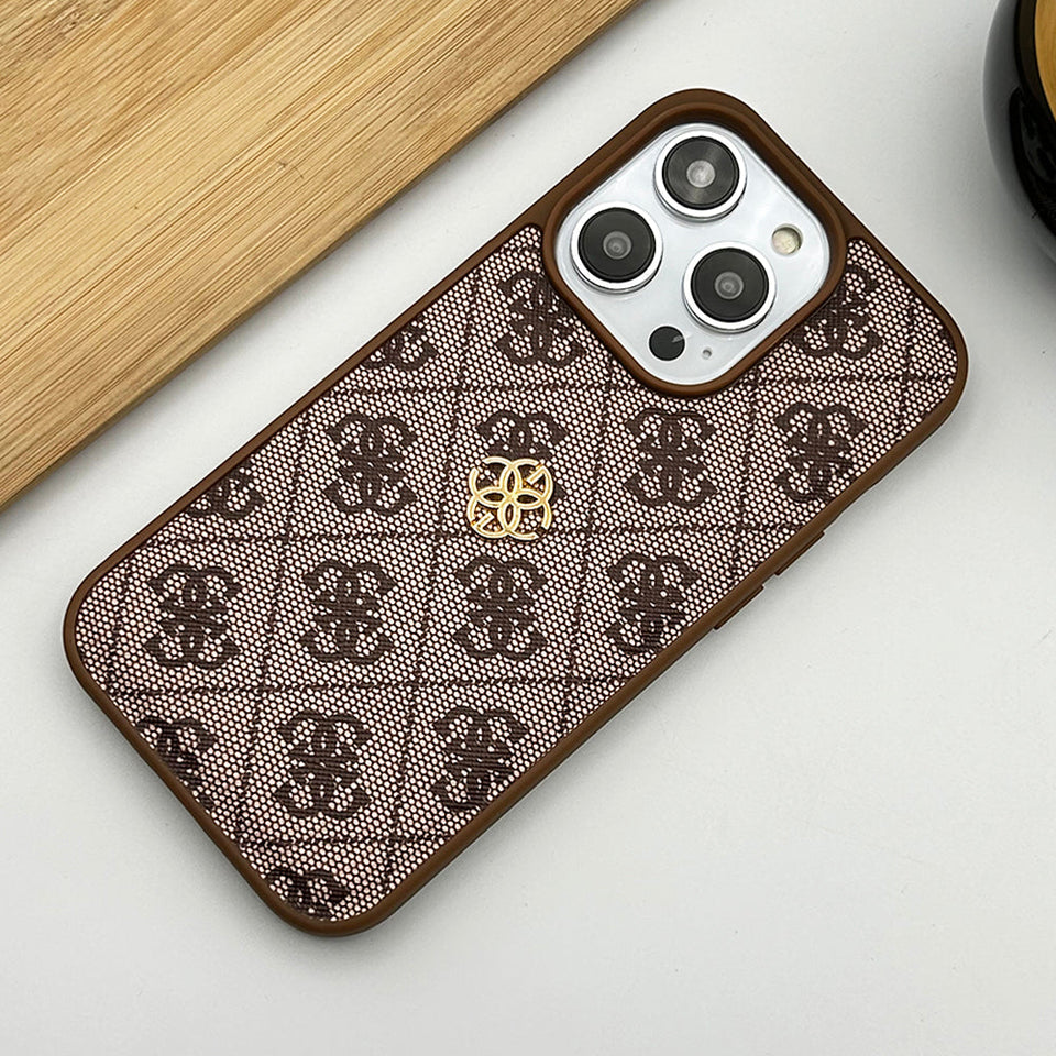 iPhone Luxury GS Fashion Leather Metal Logo Case