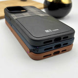 iPhone 15 Series Chex Leather Card Holder Wallet Case Cover