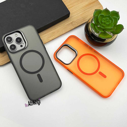 iPhone 15 Series Frosted Matte Finish Metal Frame Camera Protection Magsafe Case Cover