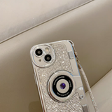 iPhone Sliver Diamond Studded Retro Camera Sling Case Cover