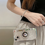 iPhone Sliver Diamond Studded Retro Camera Sling Case Cover